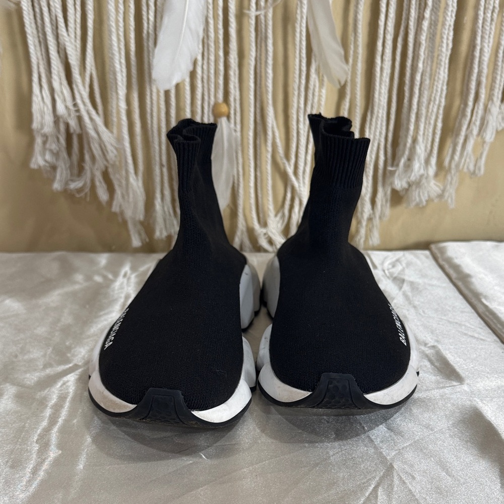 Balenciaga Women's Black and White Sock Sneakers - Picture 4 of 6